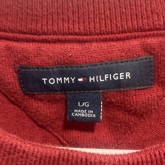 Tommy Hilfiger Red crewneck Sweater size L 100% cotton - Picture 2 of 6